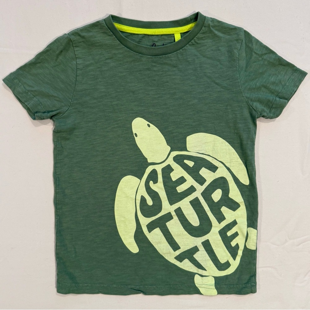 Mini Boden Sea Turtle Graphic Tee Boys 5-6 Y Slub Knit Cotton Summer Spring